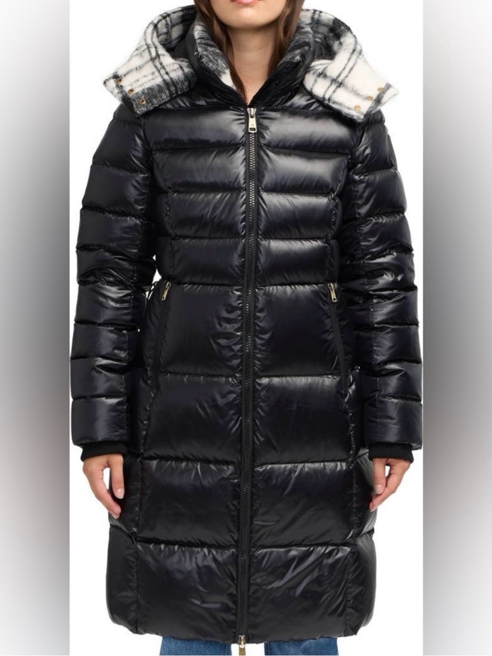 NWT Scotch & Soda Willemena Duck Coat High Shine Black Quilted Puffer Size Small